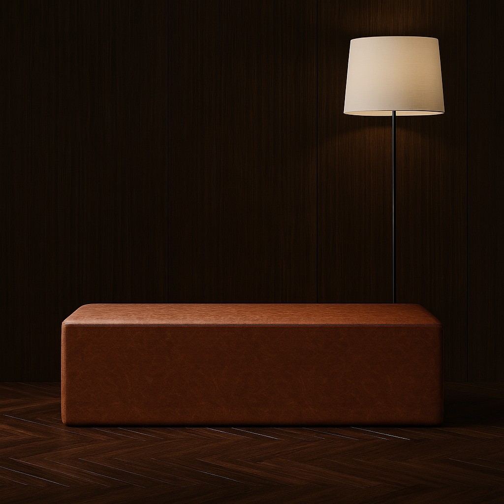 Barcelona Pouf bench, cognac, in situ